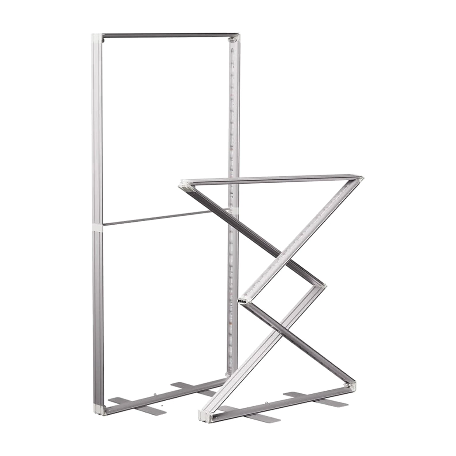 LED lightbox frame shown assembled and folding