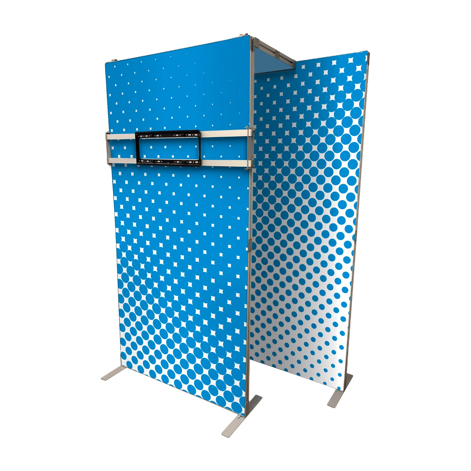 Screen mount crossbar fitted between two fabric frames