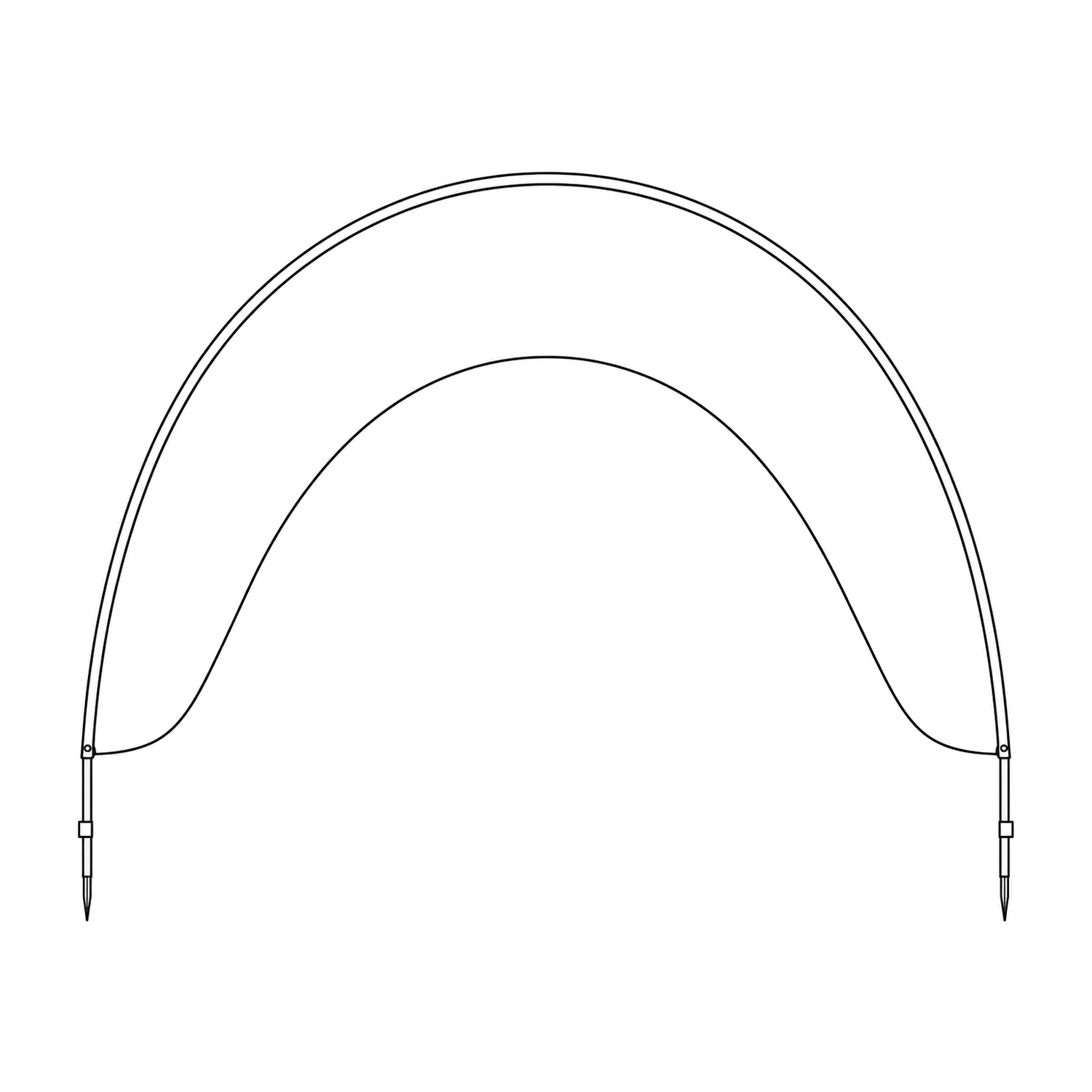 Fibreglass Arch Flag 4m x 3.2m with Ground Spikes line drawing