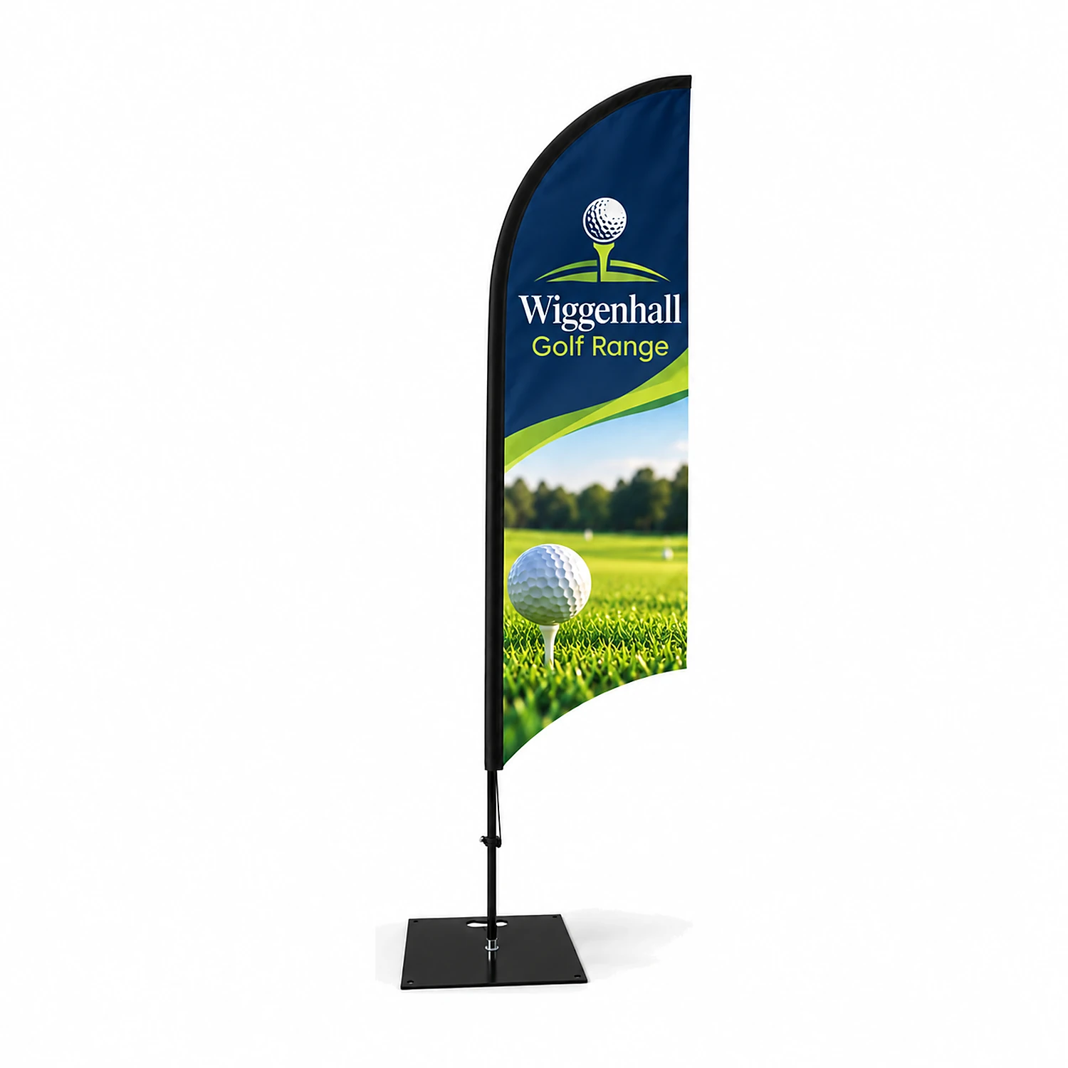 Fin Flag Large, 4.08m Tall - Double-Sided, shown with example artwork