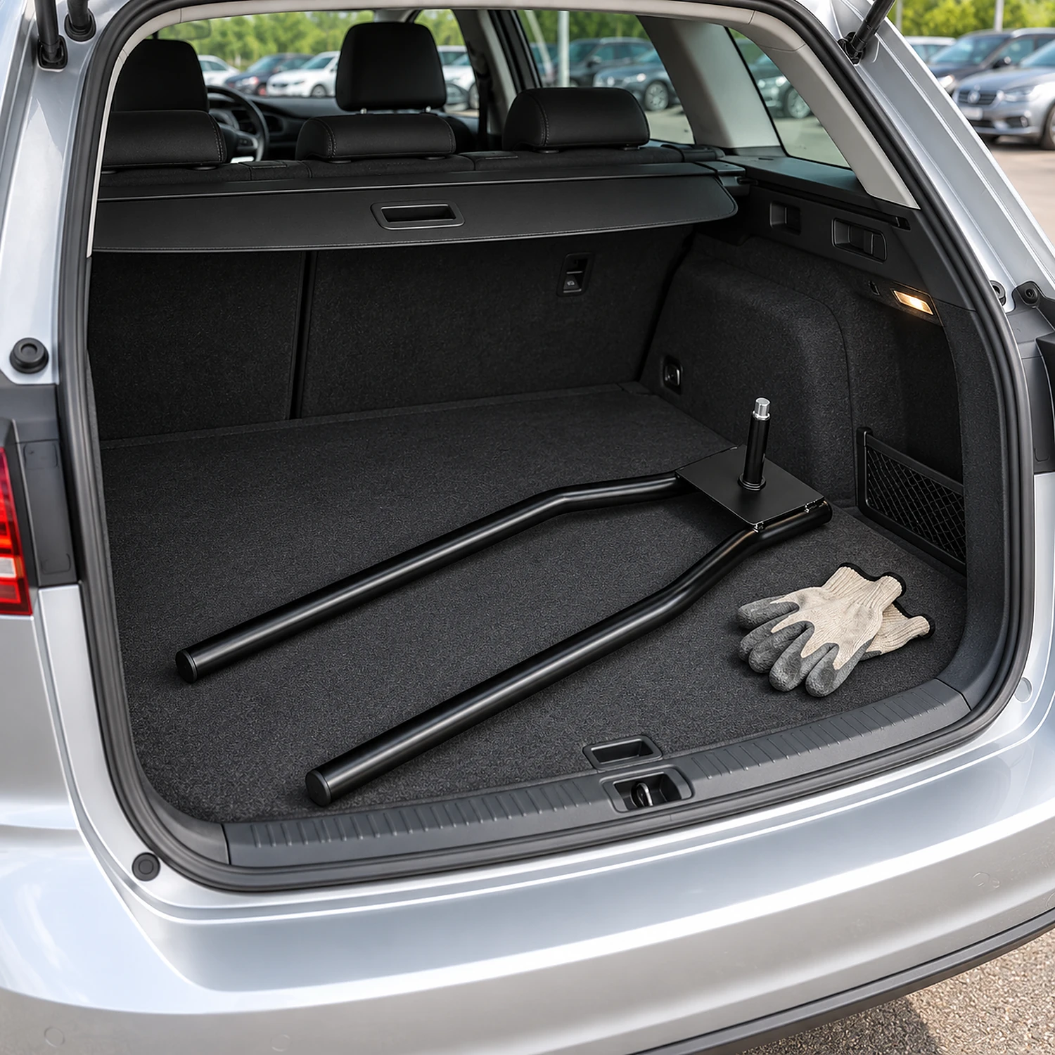Flag car foot base packed in a car boot