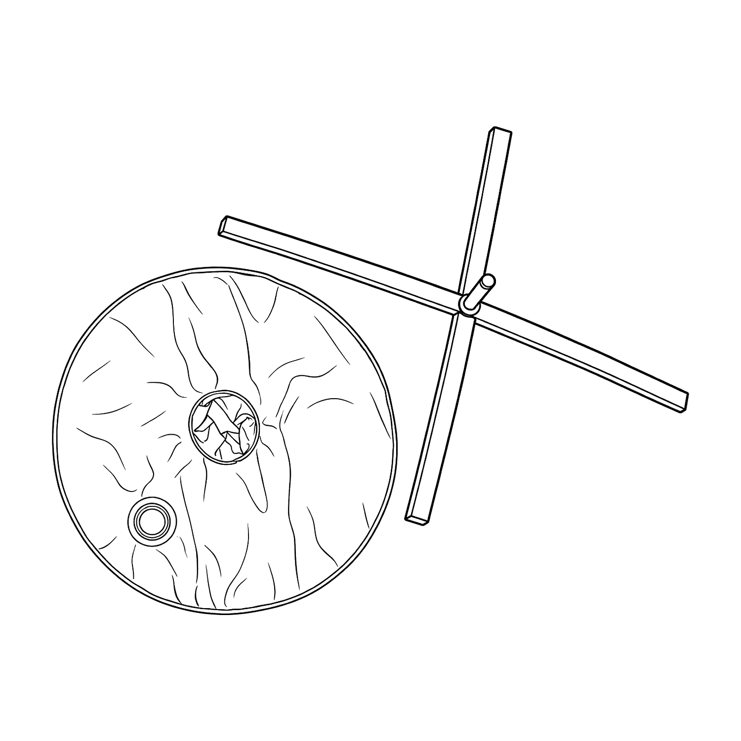 Flag cross base with weight bag line drawing