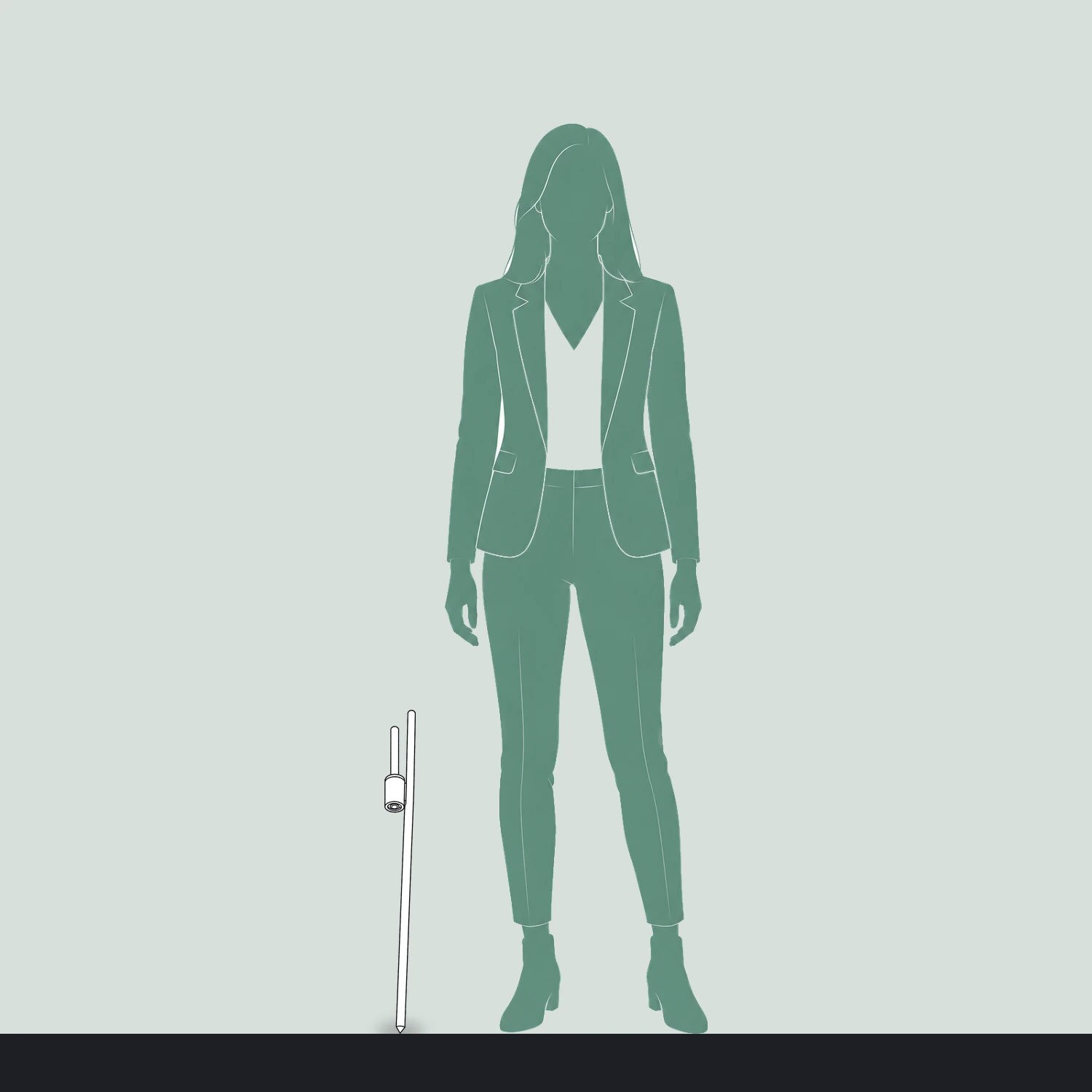 Flag ground spike size compared with a person