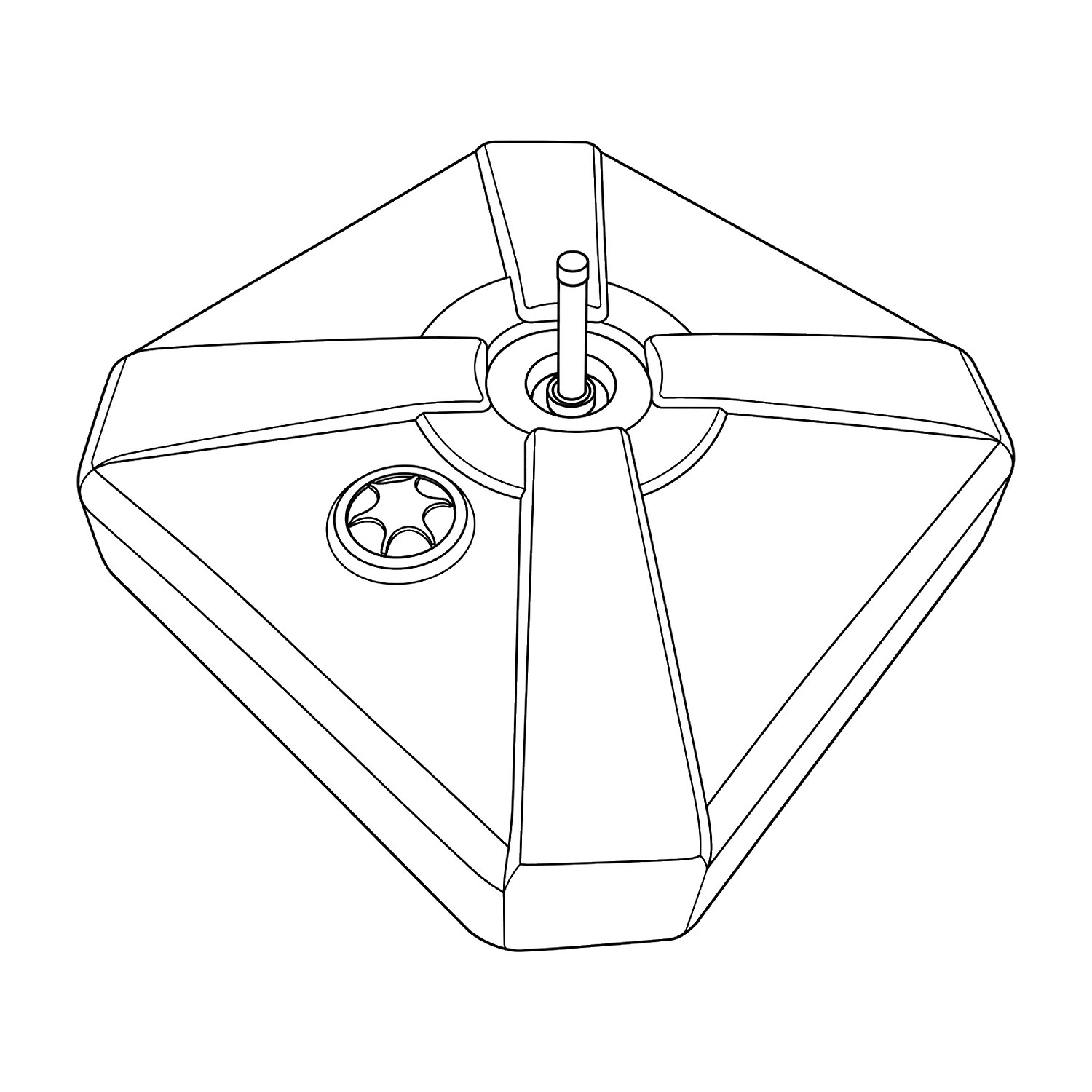 Flag parasol base medium line drawing