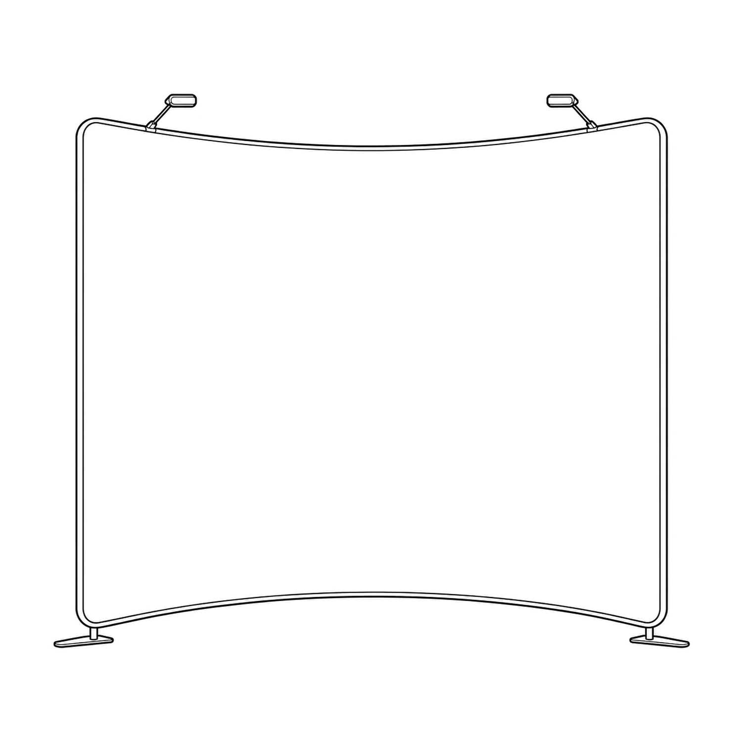 Formulate Curved Fabric Display Wall line drawing