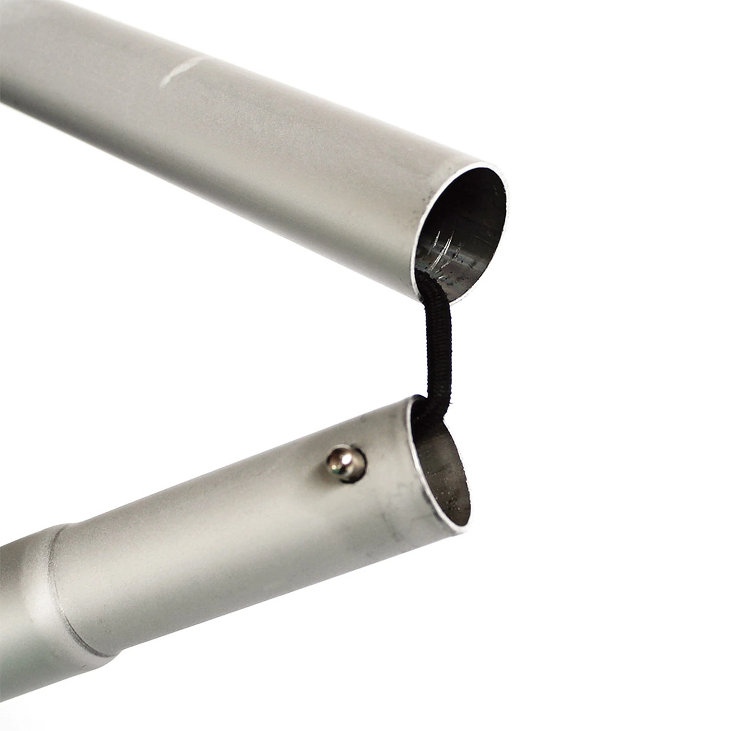 Shock-corded frame tube joint with push-button lock