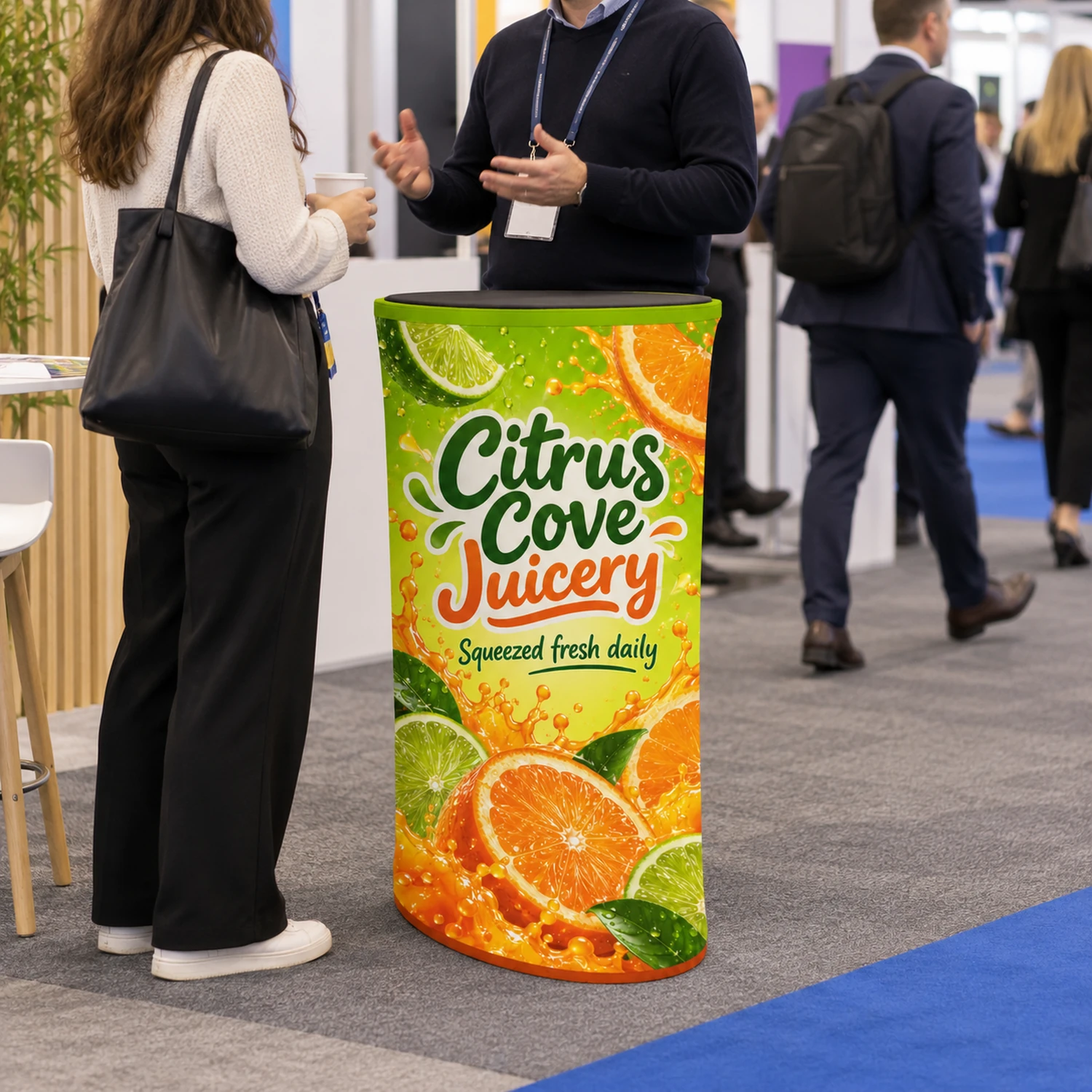 Formulate Oval Fabric Counter in use at an event
