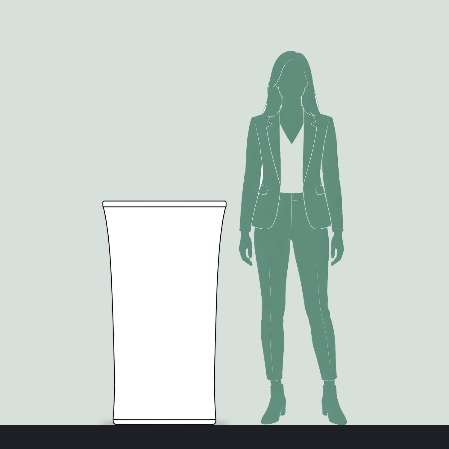 Formulate Oval Fabric Counter size compared with a person