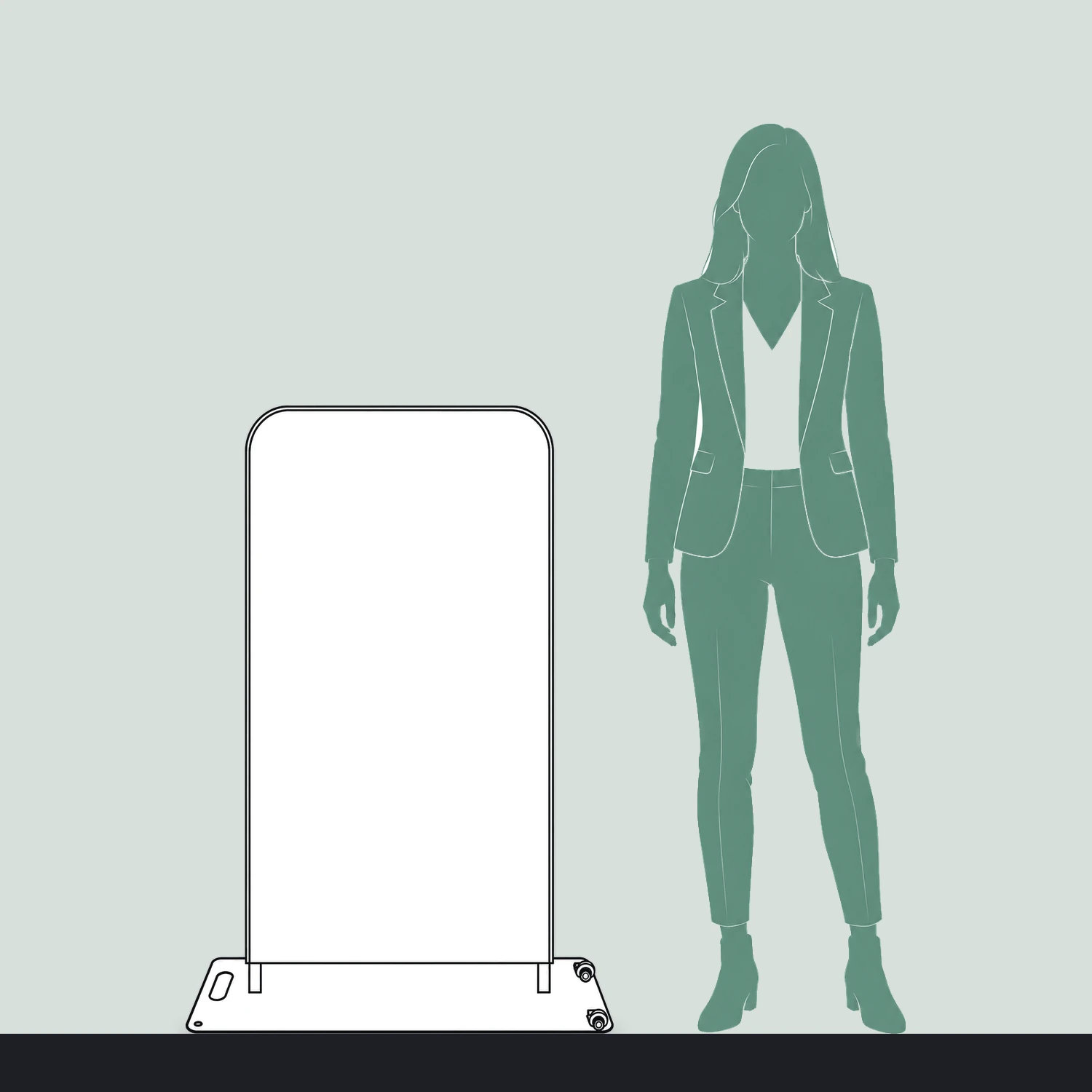 Formulate Shadow Outdoor Fabric Sign size compared with a person