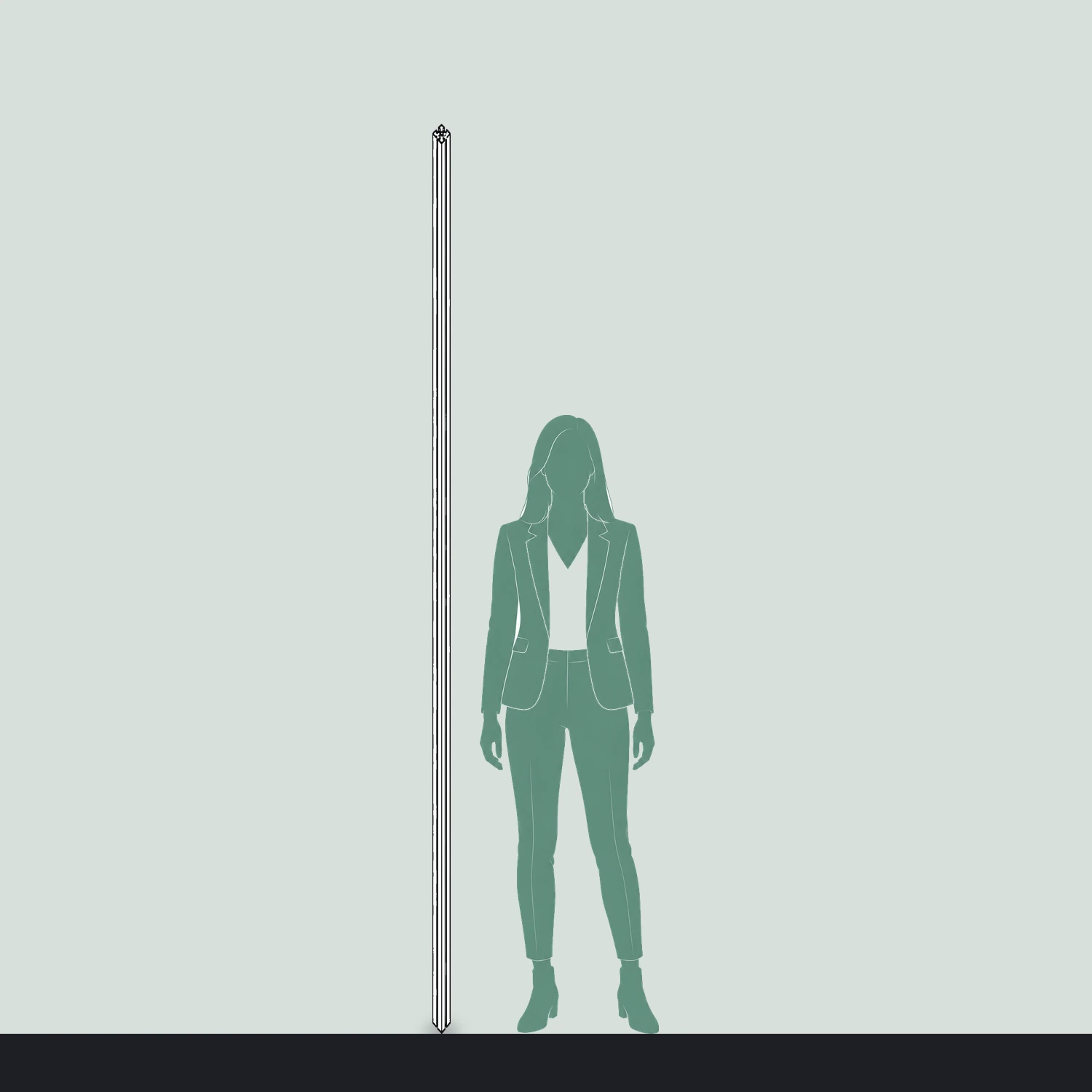 2.5m frame post size compared with a person