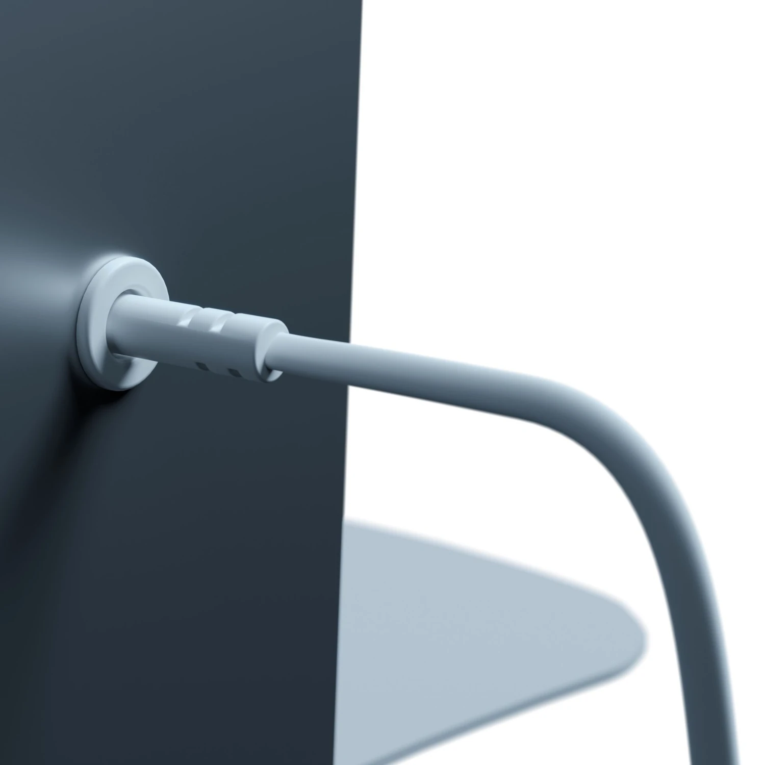 Power cable entry and foot on the lightbox frame
