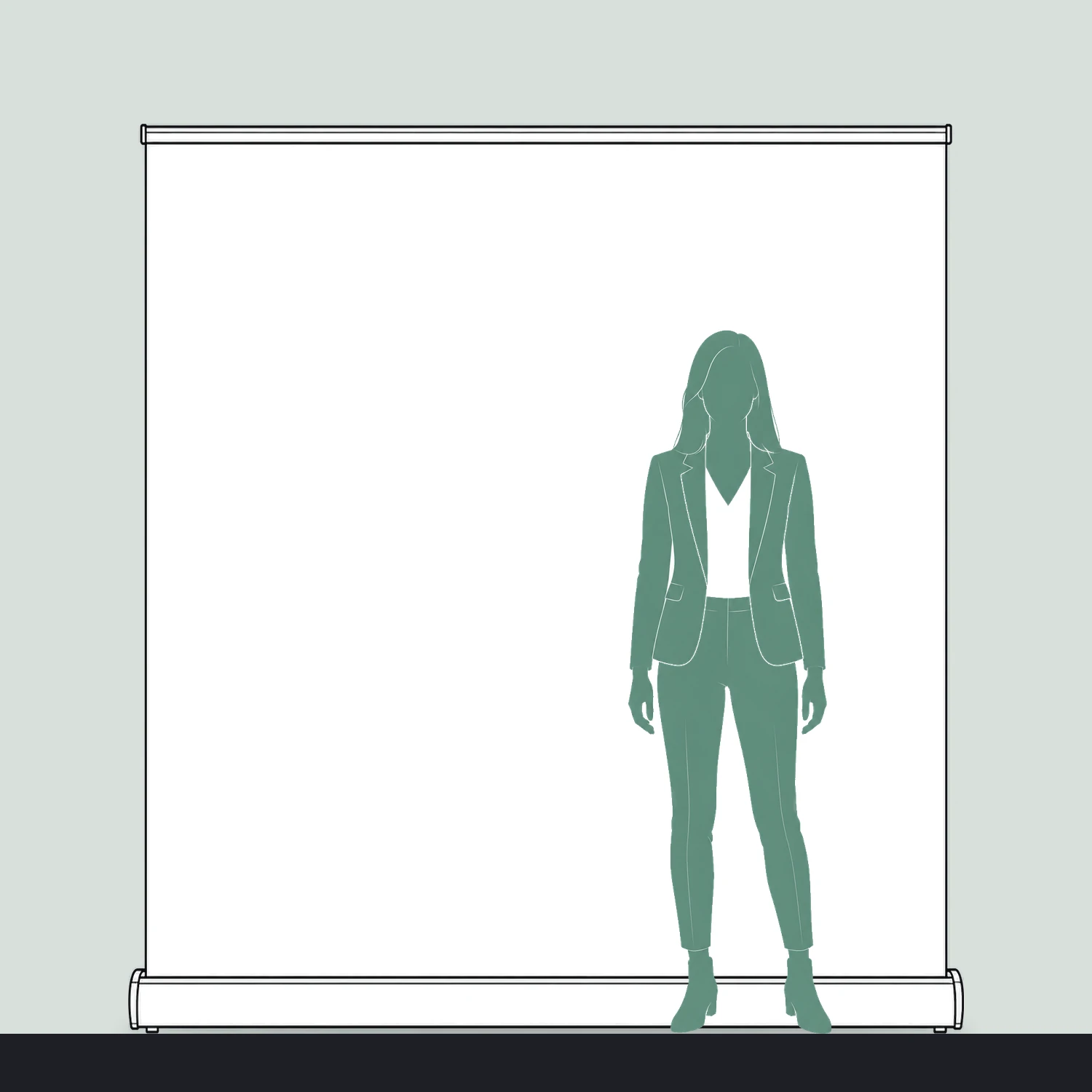 Frontier Roller Banner 2m Wide size compared with a person