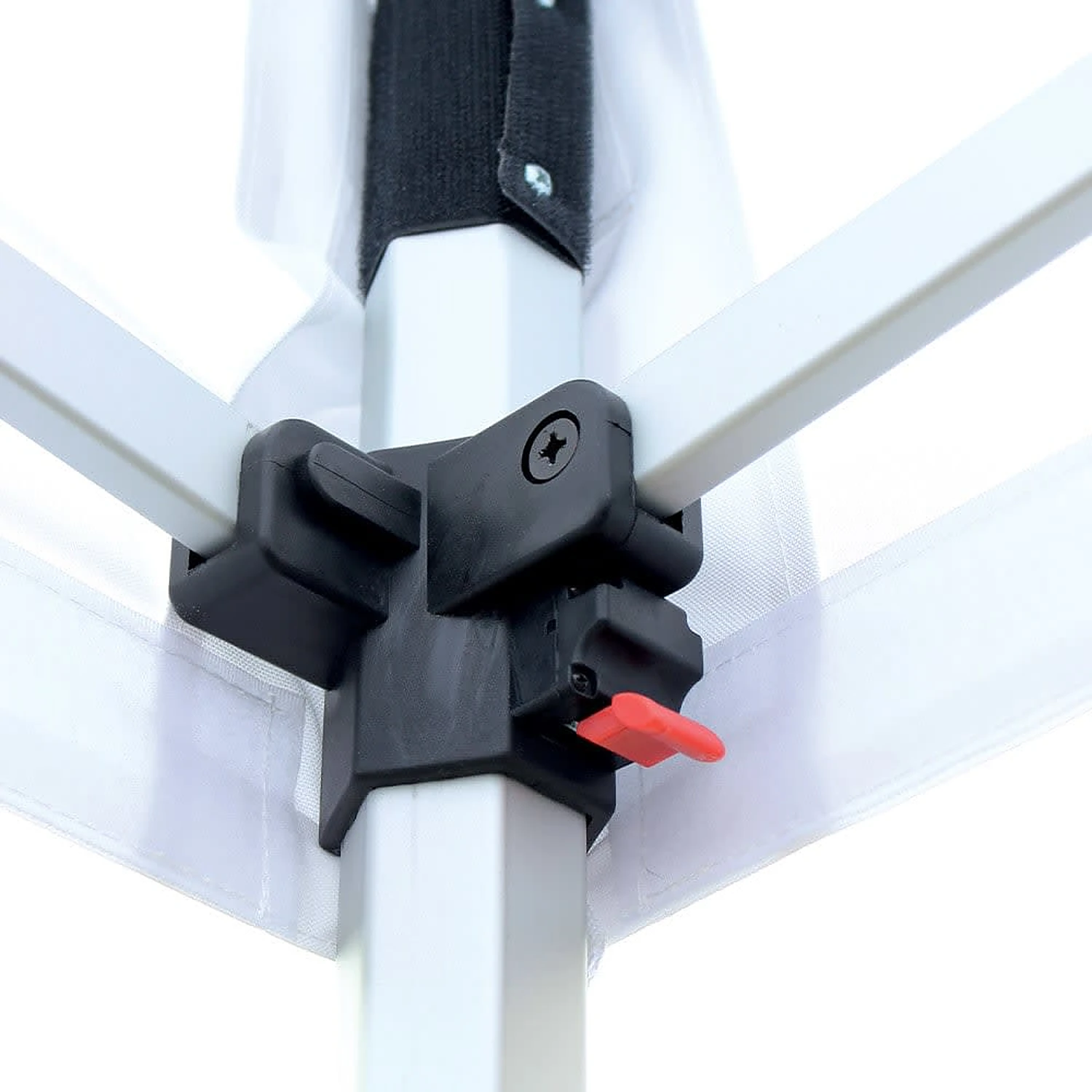 Gazebo corner bracket with push-button lock