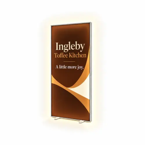 Glopix LED Light Box - 2000mm x 1000mm x 120mm, shown with example artwork