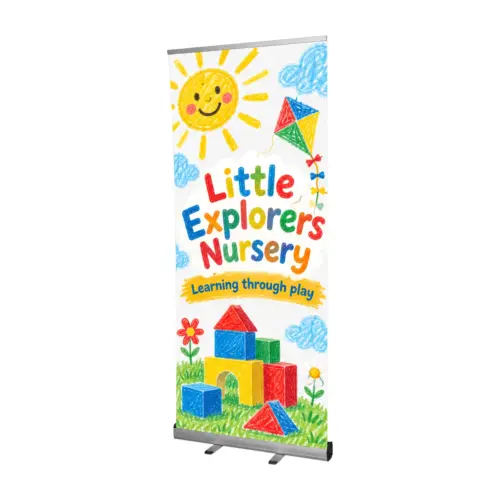 Grasshopper Roller Banner with example artwork