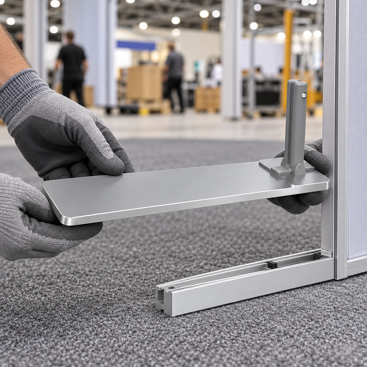 Half middle frame foot held ready to fit during build-up