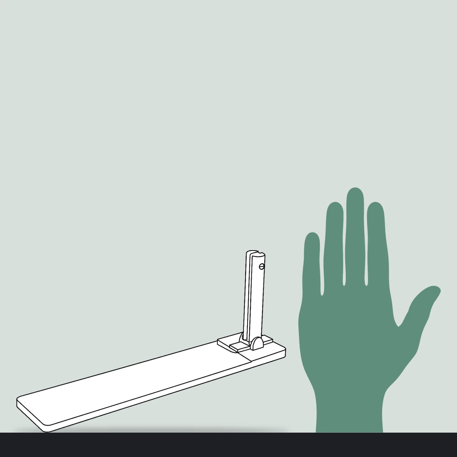 Half middle frame foot size compared with a hand