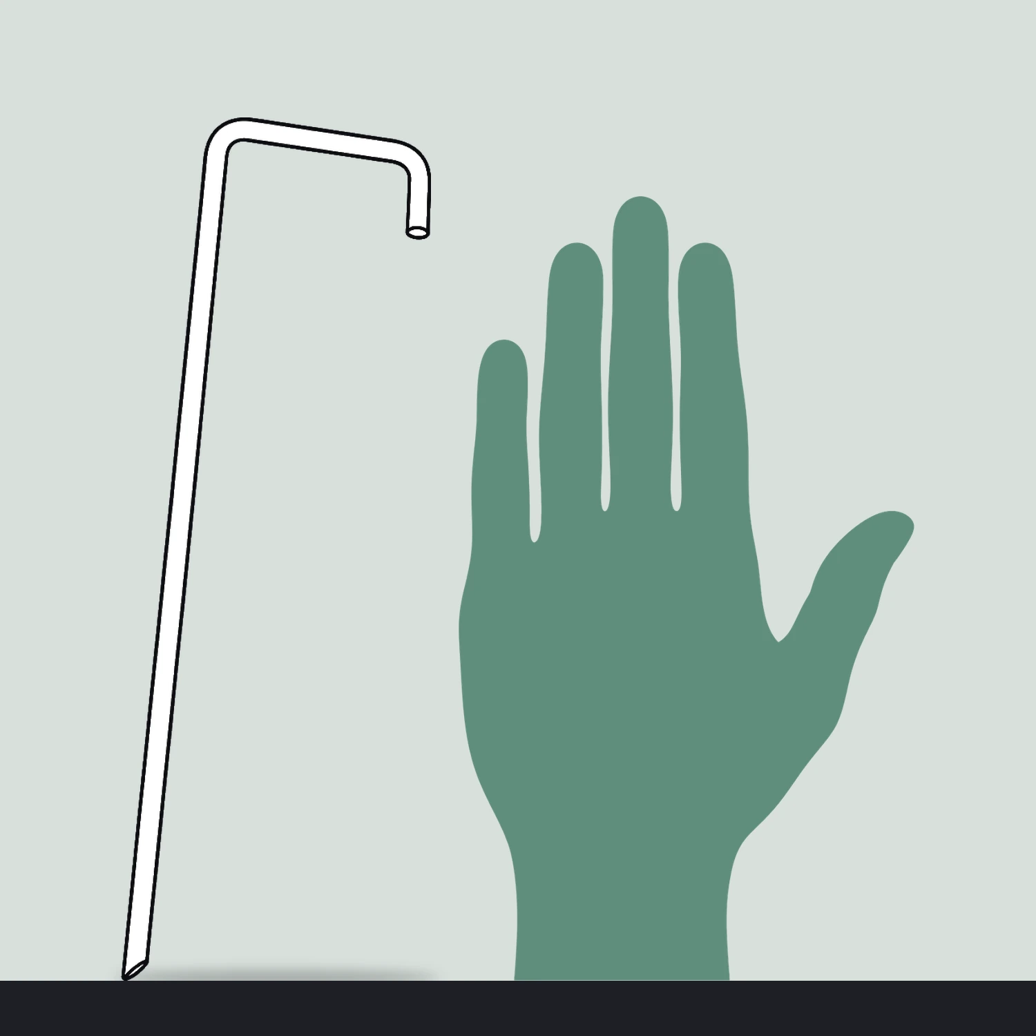 Heavy duty ground peg size compared with a hand