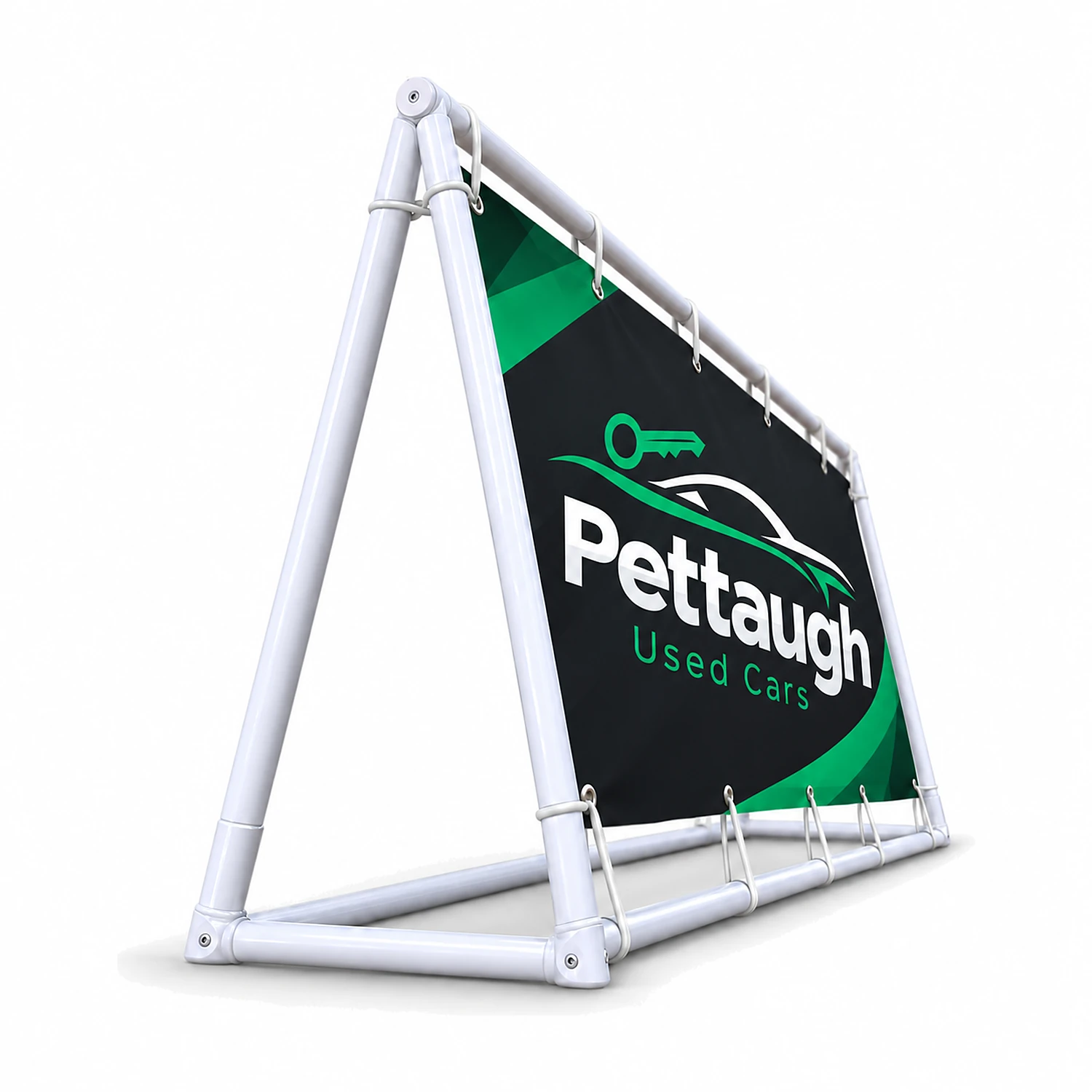 Heavy Duty Outdoor Banner Frame 3m x 1m - Double-Sided, shown with example artwork