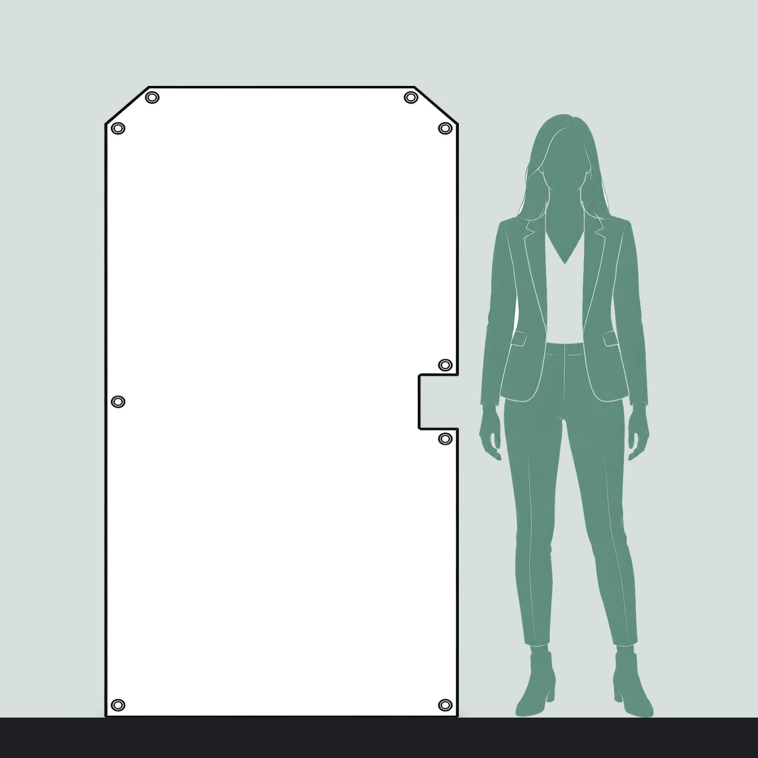 Heras Fence Pedestrian Gate Banner 1m, AirMesh size compared with a person