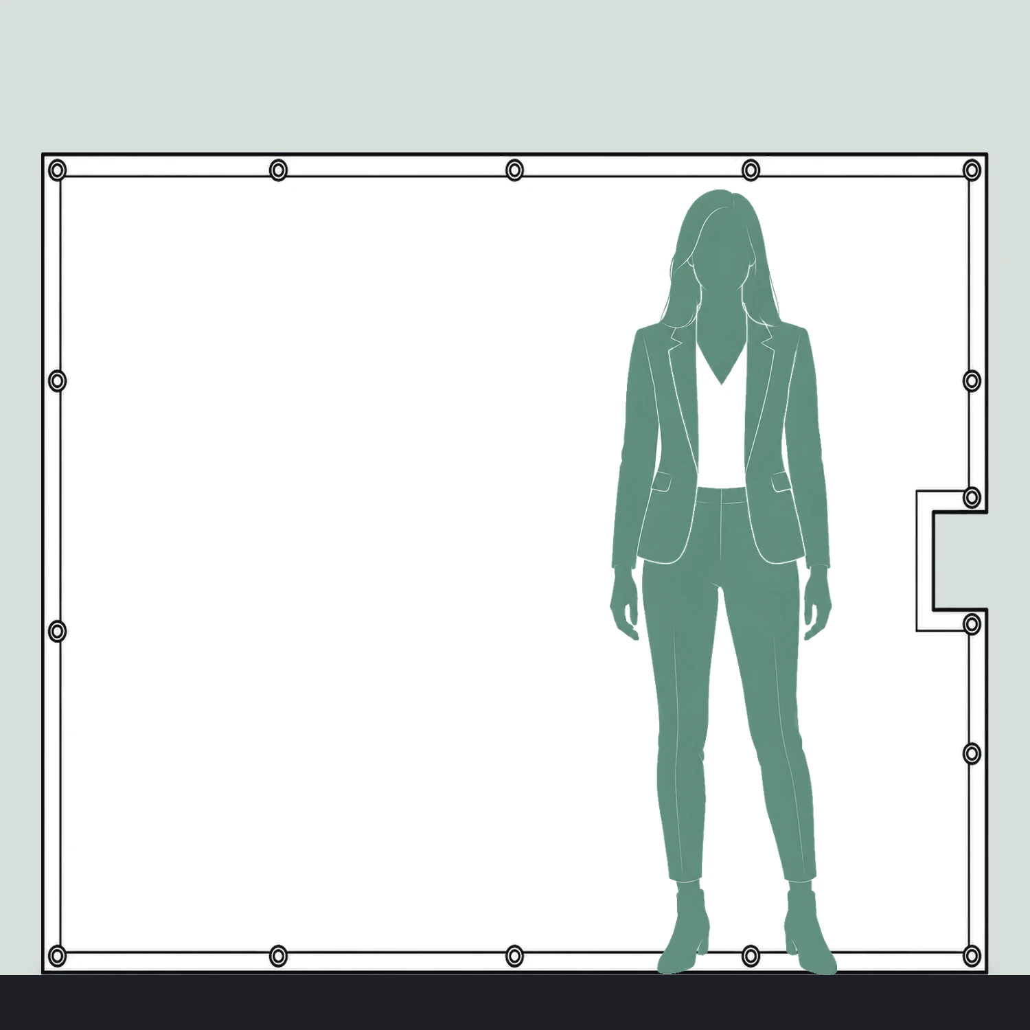Heras Fence Vehicle Gate Banner Pair 4.2m, AirMesh size compared with a person