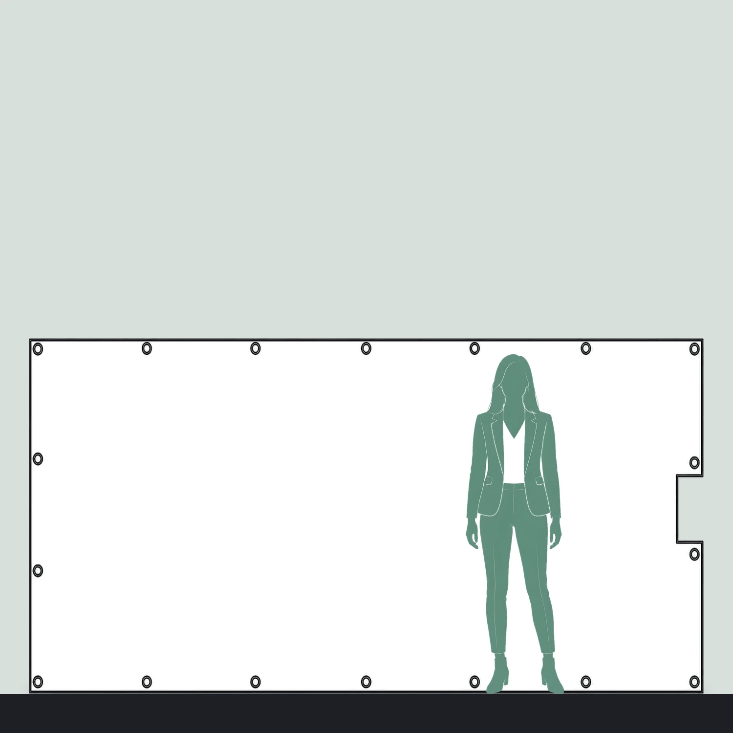Heras Fence Vehicle Gate Banner Pair 7m, AirMesh size compared with a person
