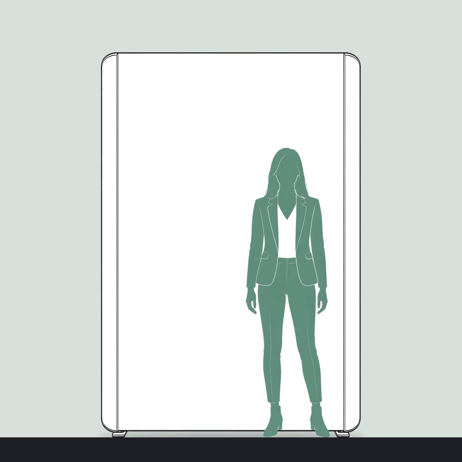 Hop-up Fabric Pop Up Stand 3x2 Straight, 1.52m Wide size compared with a person