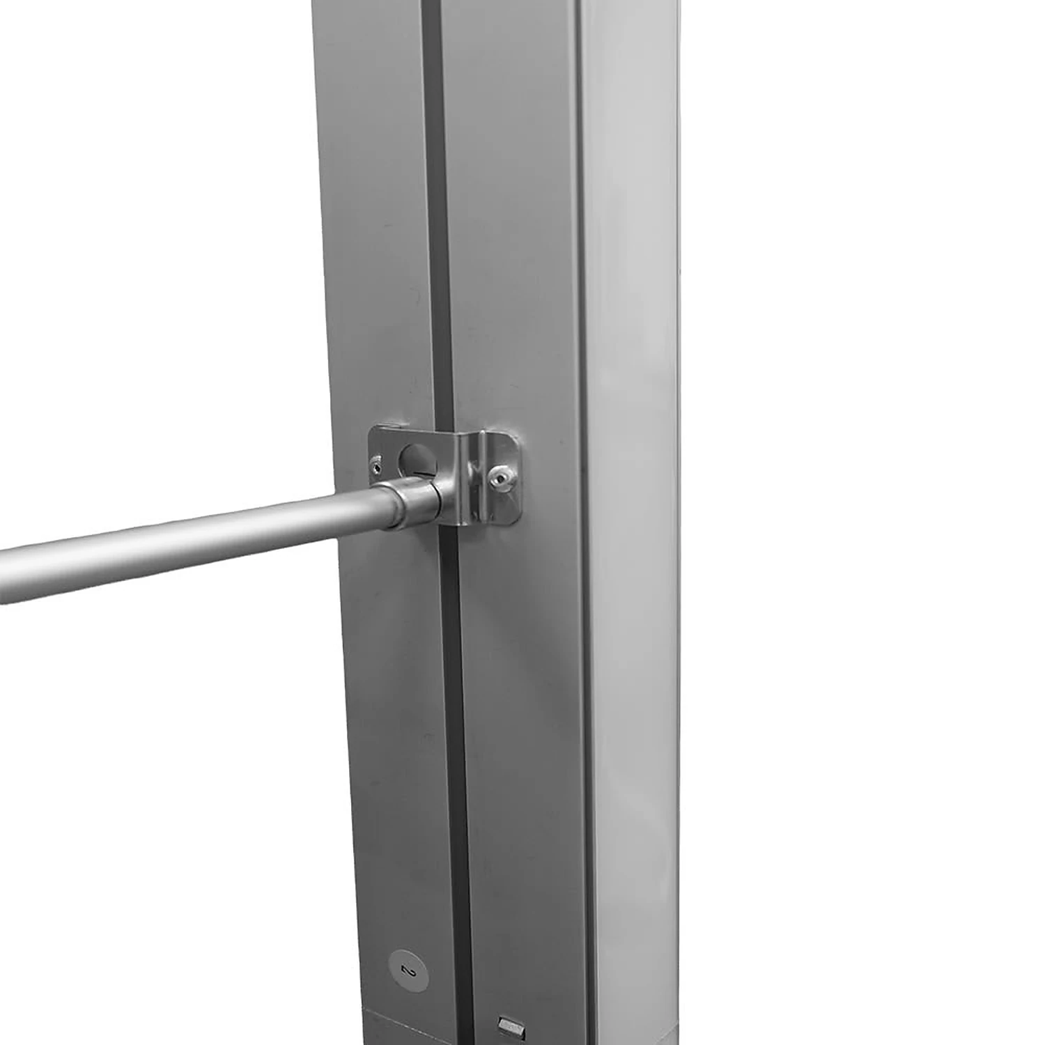 Crossbar bracket clamped to the frame upright