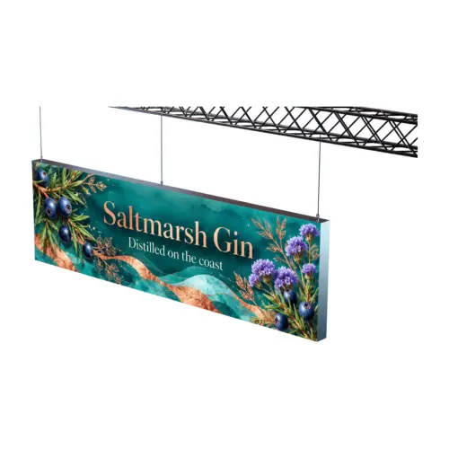 Illuminova LED Hanging Lightbox with example artwork