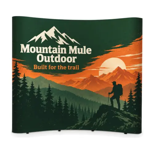 Impact Pop Up Stand 3x4 Curved, 3.07m Wide with example artwork