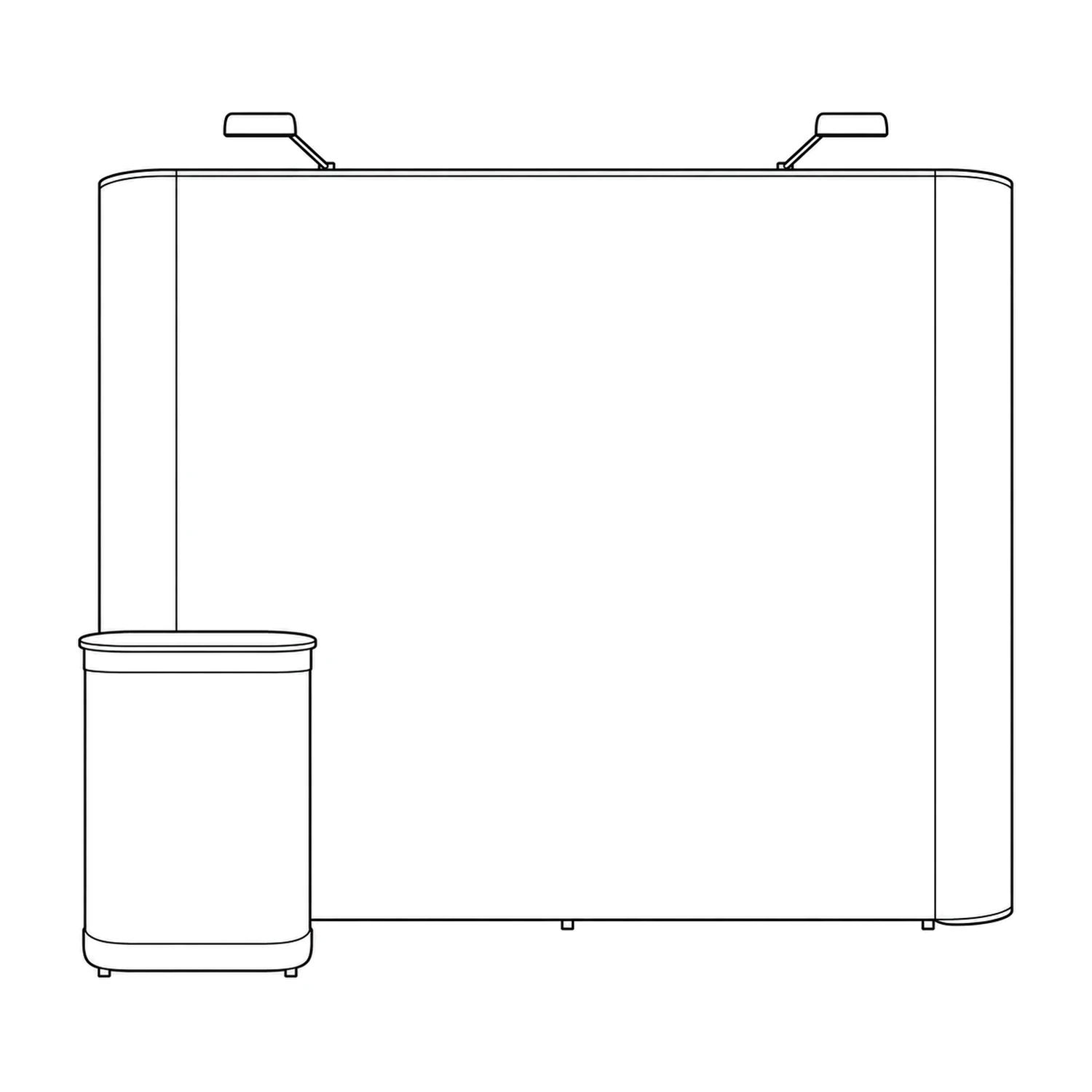 Impact Pop Up Stand Bundle 3x4 Straight with Counter and Lights, 3.44m Wide line drawing
