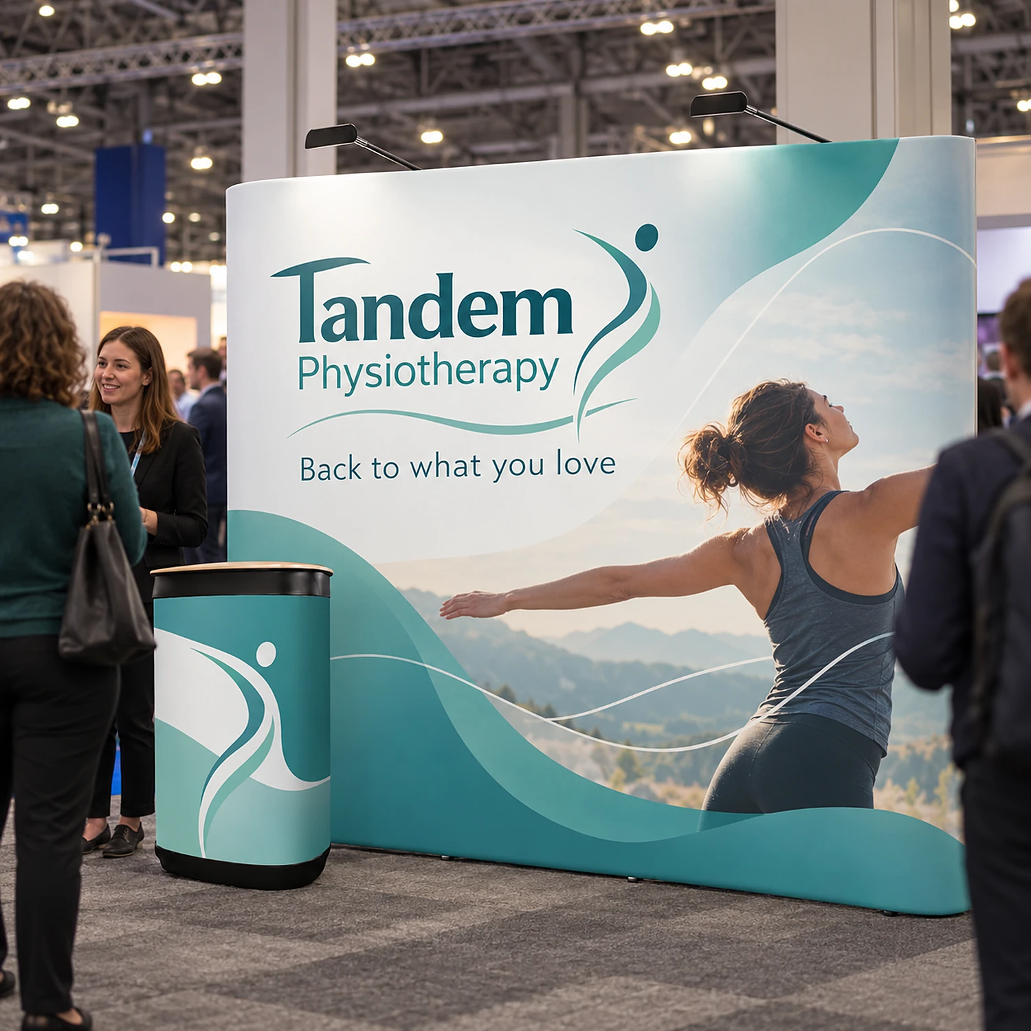 Impact Straight Pop Up Stand Bundle in use at an event
