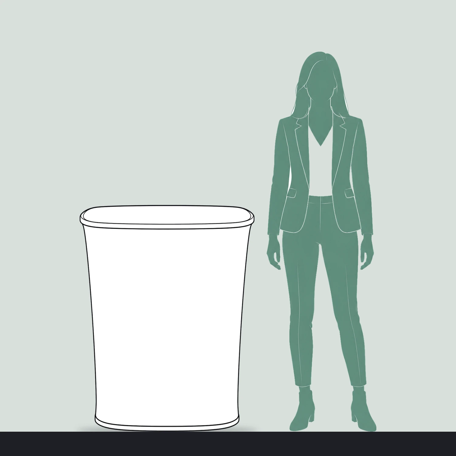 Insta LED Exhibition Counter size compared with a person