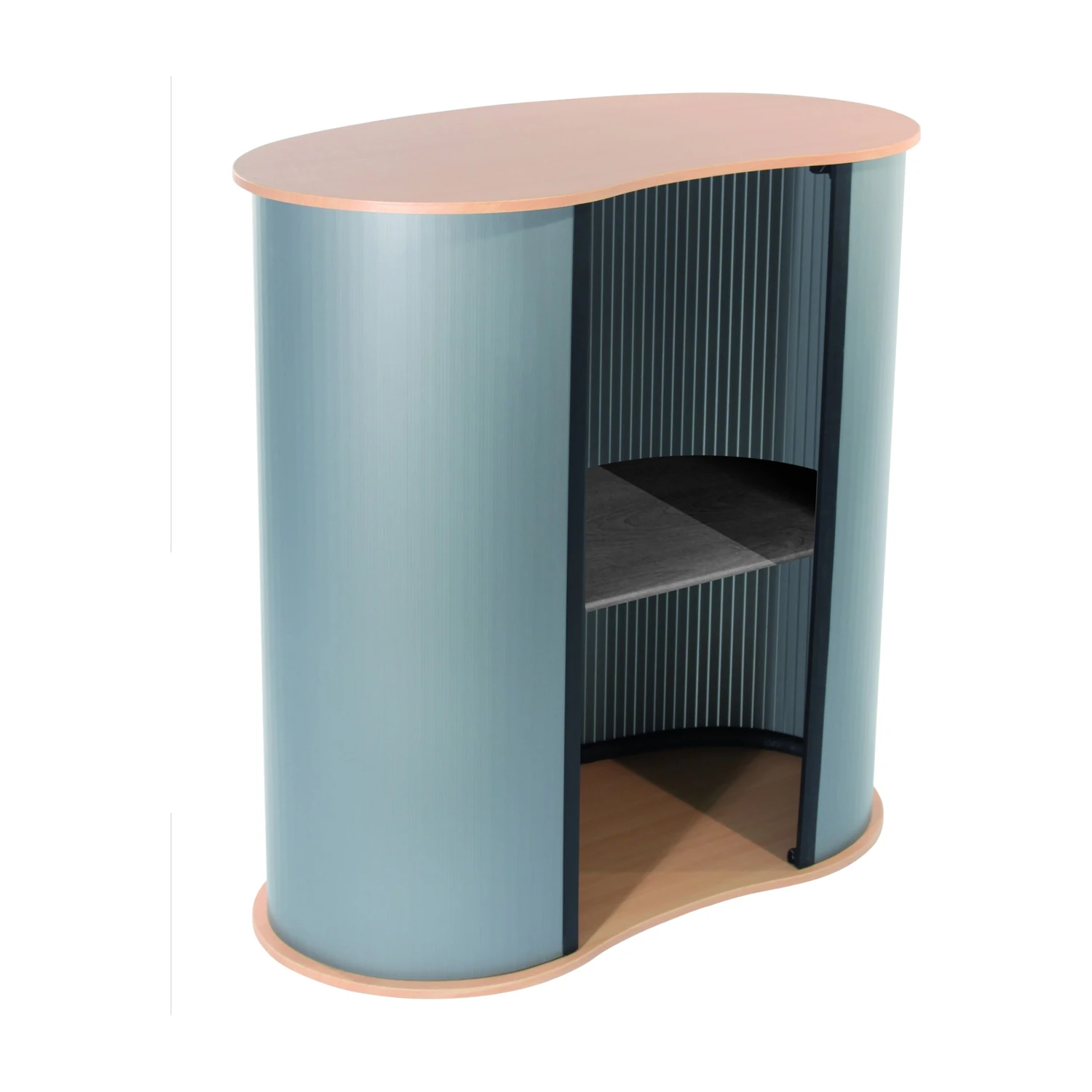 Curved counter with the internal shelf fitted