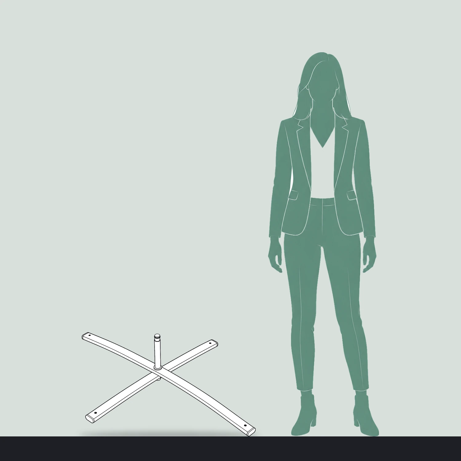 Large cross flag base size compared with a person