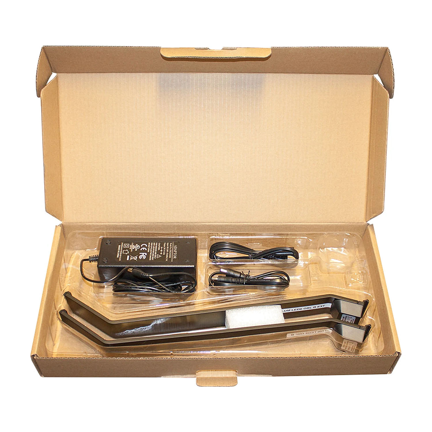Arm lights, driver and cables packed in their box