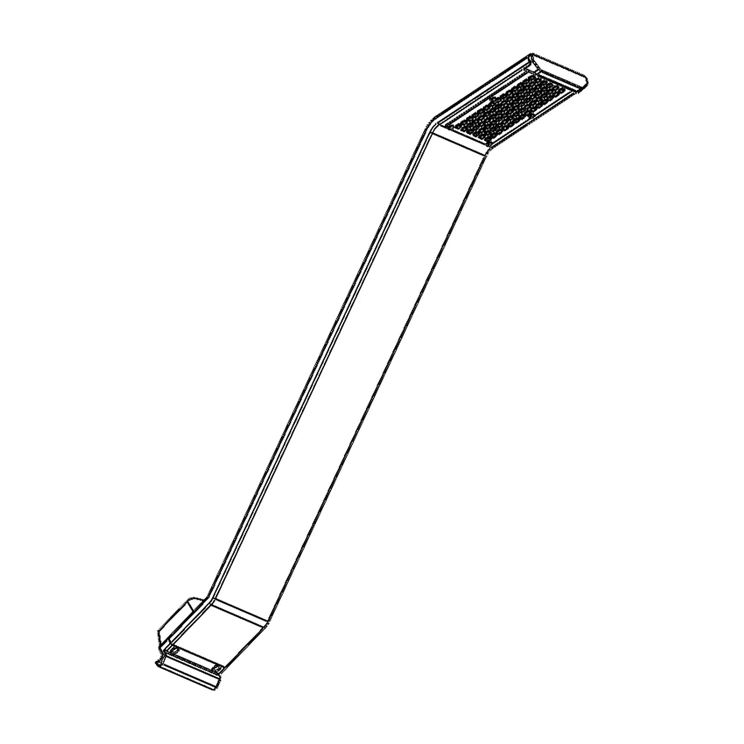 Line drawing of the LED exhibition arm light and mounting clamp