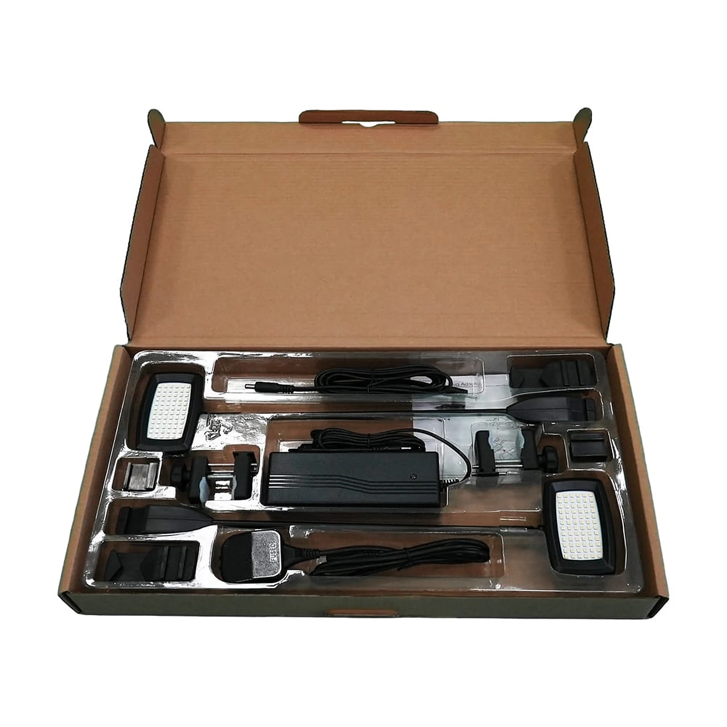 Double floodlight kit packed in its box