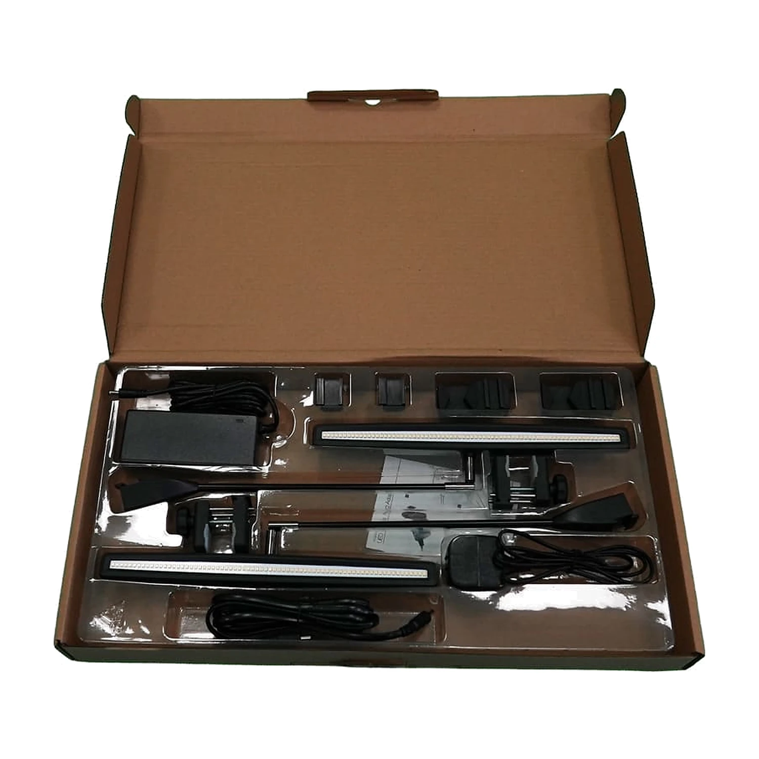 Strip arm lights, driver, clamps and cables packed in their box