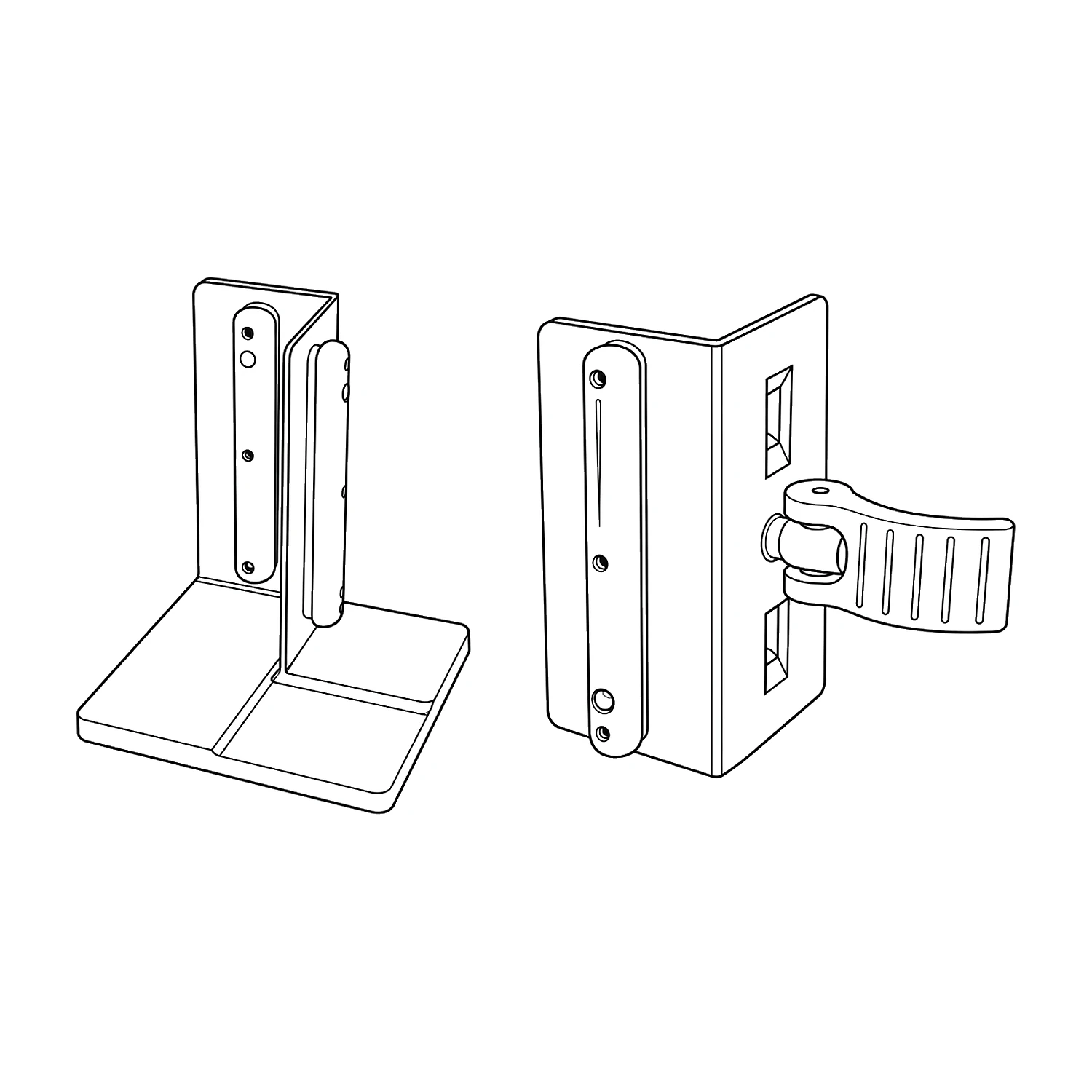 Line drawing of the left inside corner foot and bracket