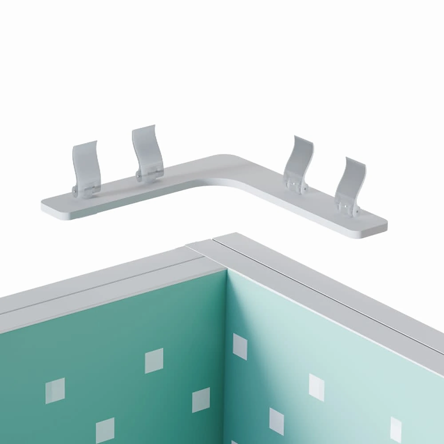 90 degree top corner connector above the frame corner