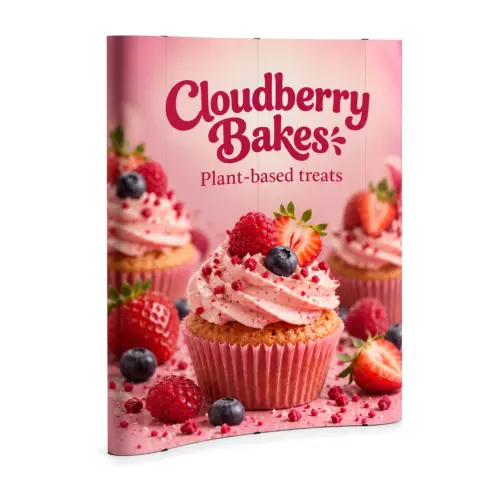 Lite Pop Up Stand 2x3 Curved with example artwork