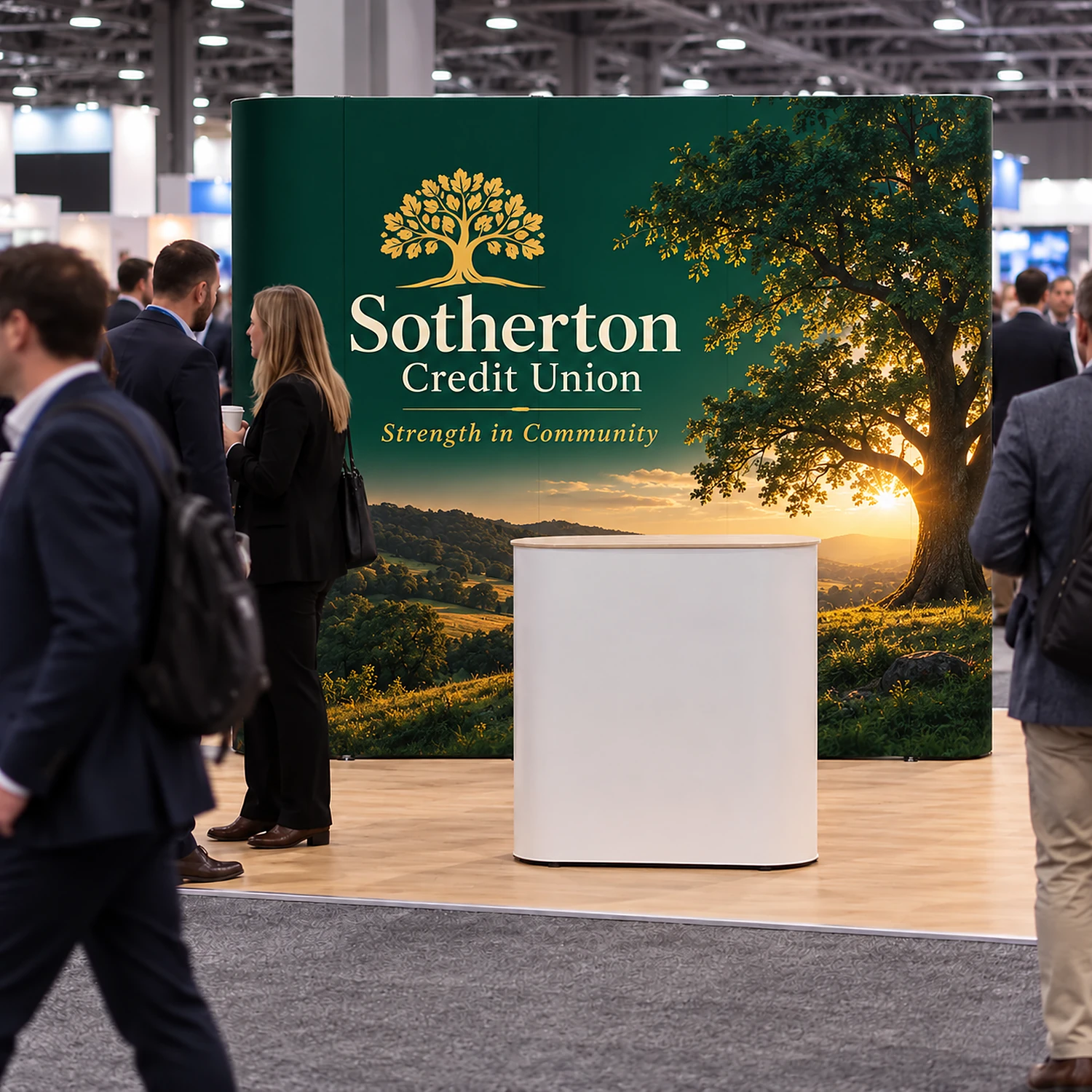 Lite Pop Up Stand 3x3 Straight - Single-Sided, shown with example artwork