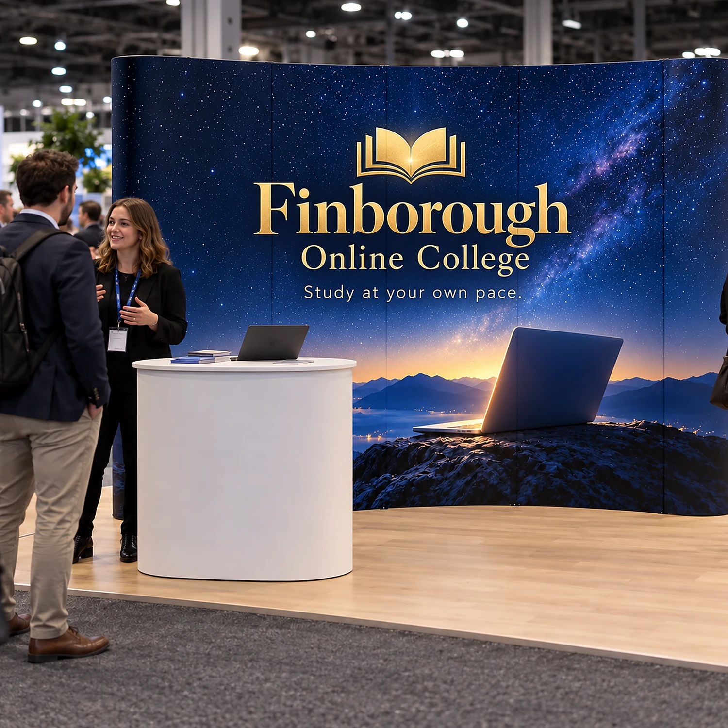 Lite Pop Up Stand 4x3 Curved - Single-Sided, shown with example artwork