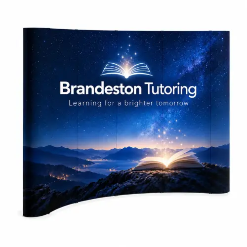 Lite Pop Up Stand 4x3 Curved - Single-Sided, shown with example artwork
