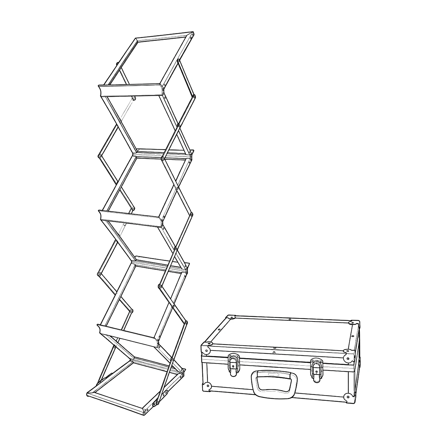 Literature stand and carry case line drawing