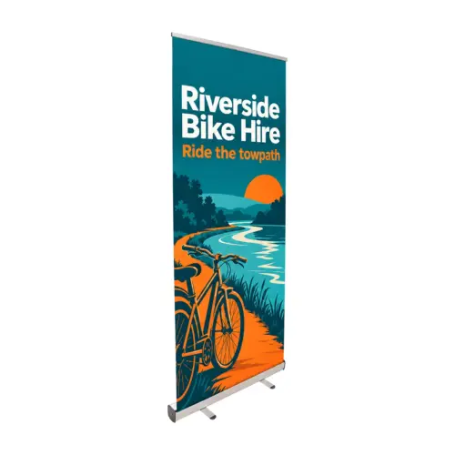 Mantis Roller Banner 800mm Wide with example artwork