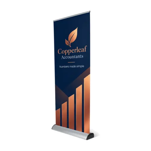Merlin Cassette Roller Banner 850mm Wide with example artwork