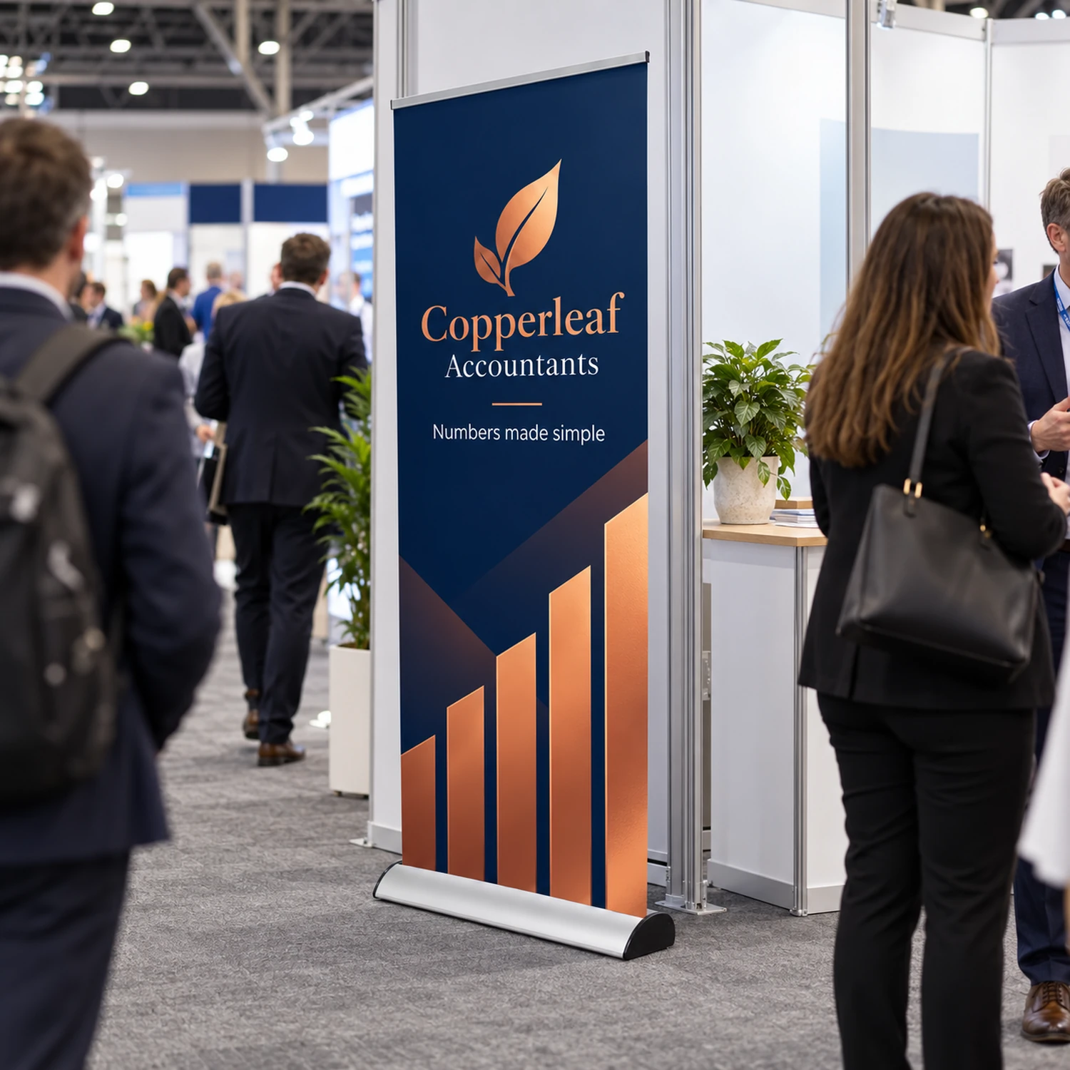Merlin Cassette Roller Banner 850mm Wide in use at an event