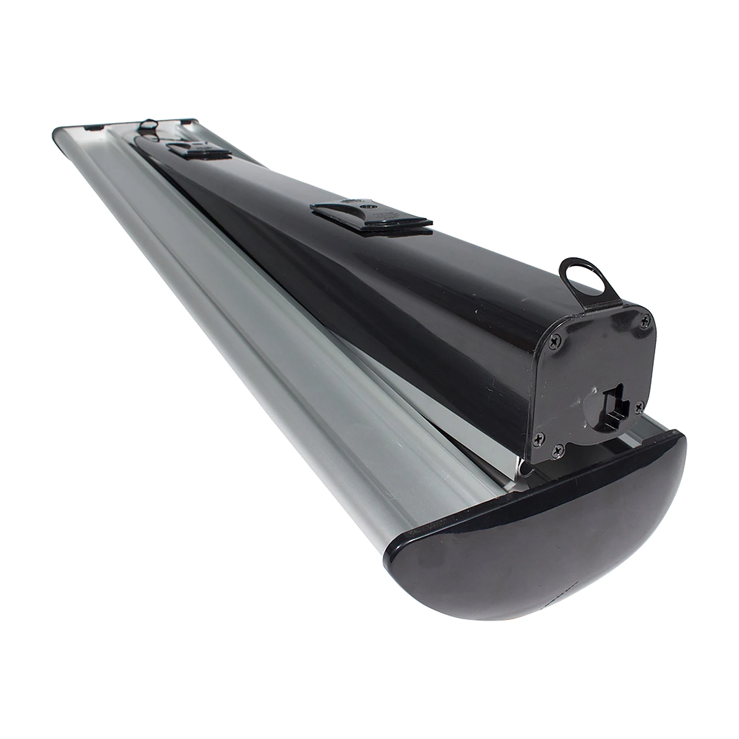 Cassette roller banner base with clip-on top rail